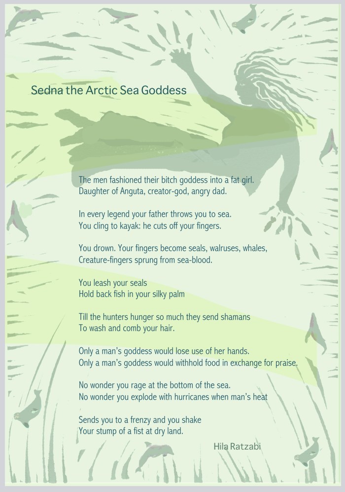 "Sedna the Arctic Sea Goddess" broadside, designed by poet and visual artist MaryAnn Miller