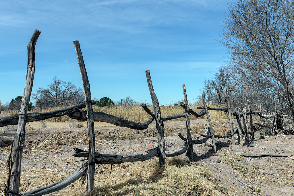 Extremely old wooden fence in the town of San Elizario, near El Paso.