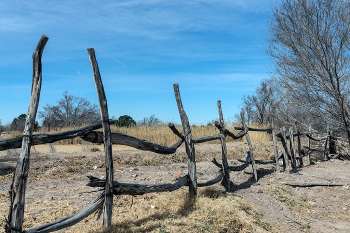 Extremely old wooden fence in the town of San Elizario, near El Paso.